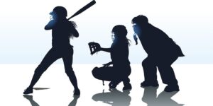 Girls Softball. Graphic Illustration of a Girls Softball - At Bat, Catcher, Batter, Umpire, Pitcher. Check out my "Baseball Summer Sport" light box for more.